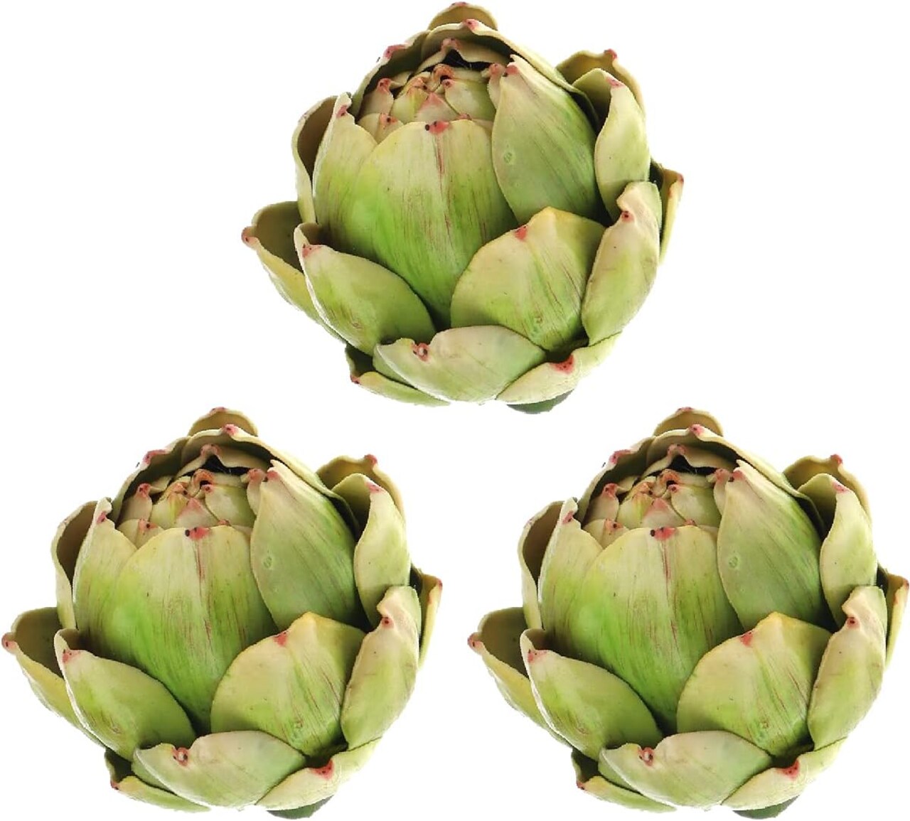 3-Piece Large Green Faux Artichoke Set – Realistic Artificial Vegetables and Fruit for Home, Kitchen, Table Centerpiece, or Party Decorations